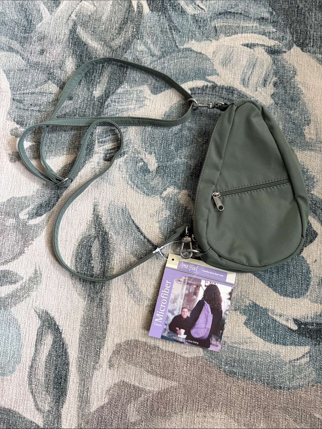 Ameribag Healthy Back Bag 8” Baglett Crossbody Sling Nylon Olive Green Bag — image 2 of 5